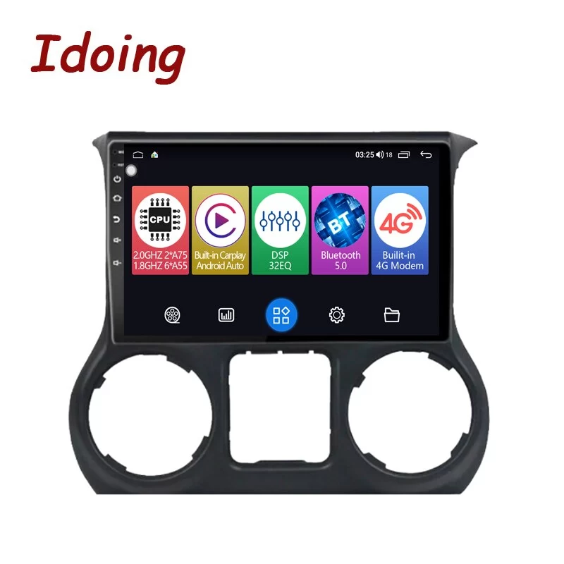 Idoing10.2 inch Car Audio Android AutoRadio Multimedia Player For Jeep Wrangler 3 JK 2010-2018 Head Unit Plug And Play GPS Carplay